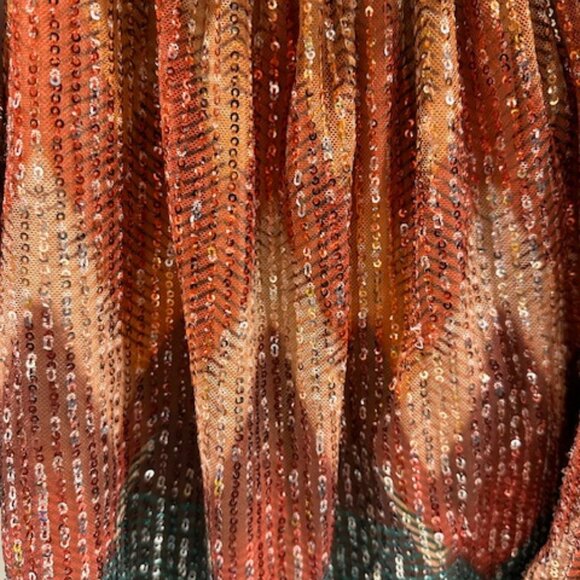 RAMY BROOK MICHAELA MULTI CHEVRON SEQUIN TIE FRONT LONG SLEEVE MINI DRESS SIZE M - Picture 2 of 7